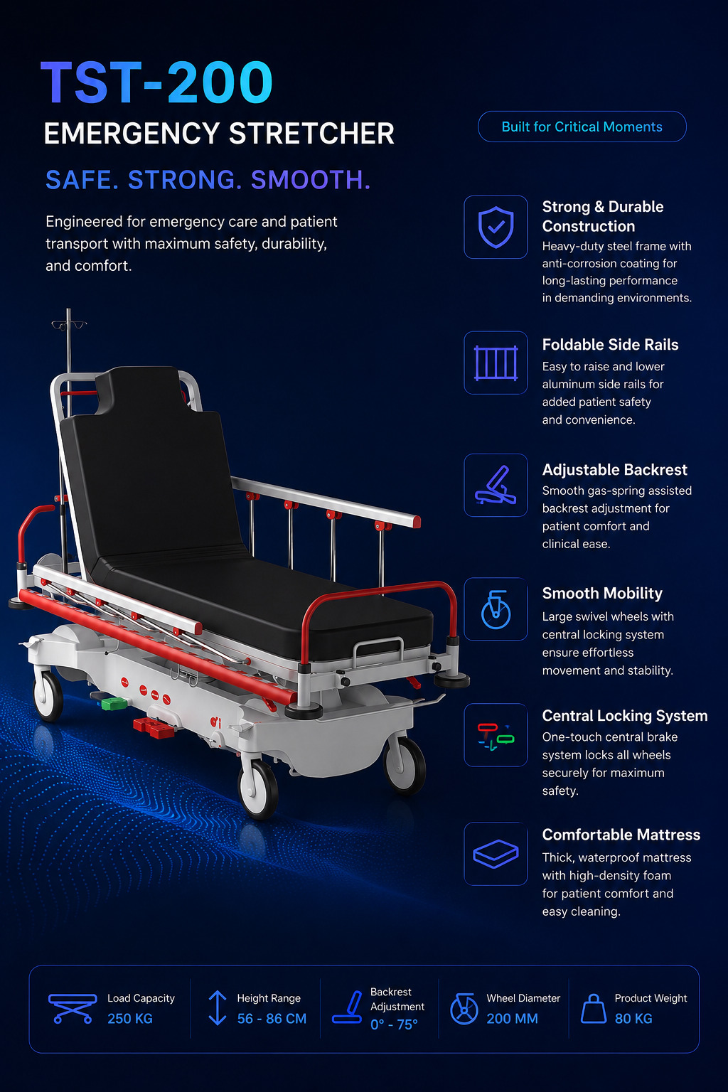 Emergency life flight medical equipment